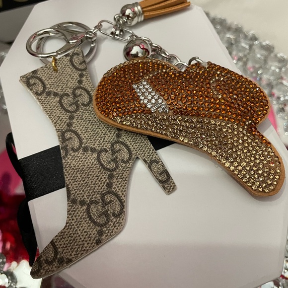 Custom Designer Boot /cowboy hat Keychain with luxury Pattern - Picture 5 of 5